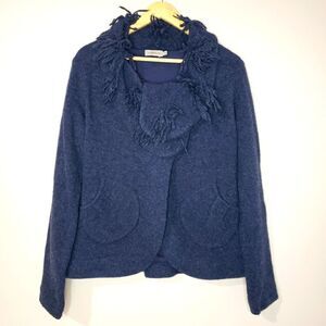 Myrine & Me Small Blue Lined 100% Wool Jacket Cardigan